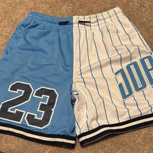 Jordan Boys Two-Tone Light Blue and White Pinstripe Basketball Shorts